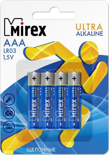Изображение товара Комплект батареек Mirex R03 (AAA) 1.5V / LR03-E4 (4шт)