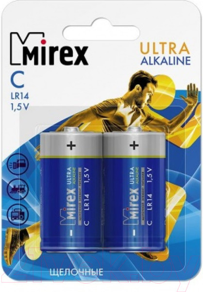Изображение товара Комплект батареек Mirex R14 C 1.5V / 23702-LR14-E2 (2шт)