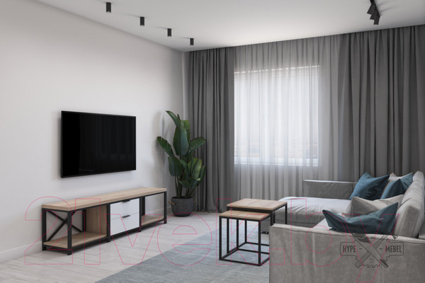 Изображение товара Тумба Hype Mebel Хельга 150x40 (черный/дуб галифакс натуральный)