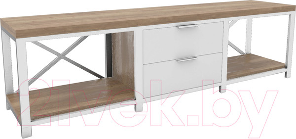 Изображение товара Тумба Hype Mebel Хельга 120x40 (белый/дуб галифакс натуральный)