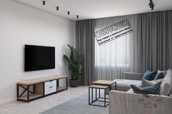 Изображение товара Тумба Hype Mebel Хельга 120x40 (белый/дуб галифакс натуральный)