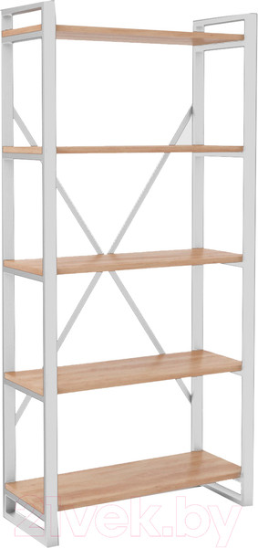 Изображение товара Стеллаж Hype Mebel Стандарт-2 80x200 (белый/дуб галифакс натуральный)