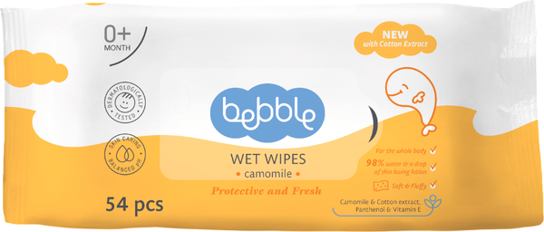 Изображение товара Влажные салфетки детские Bebble С экстрактом ромашки (54шт)