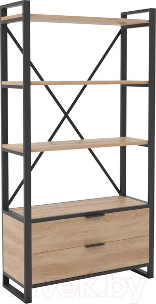 Изображение товара Стеллаж Hype Mebel Стандарт Люкс 50x170 (черный/дуб галифакс натуральный)