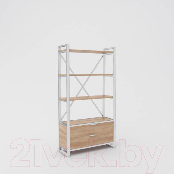 Изображение товара Стеллаж Hype Mebel Стандарт Люкс 50x170 (белый/дуб галифакс натуральный)