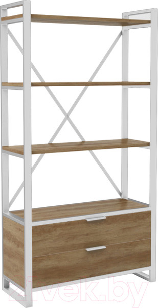 Изображение товара Стеллаж Hype Mebel Стандарт Люкс 50x170 (белый/дуб галифакс олово)