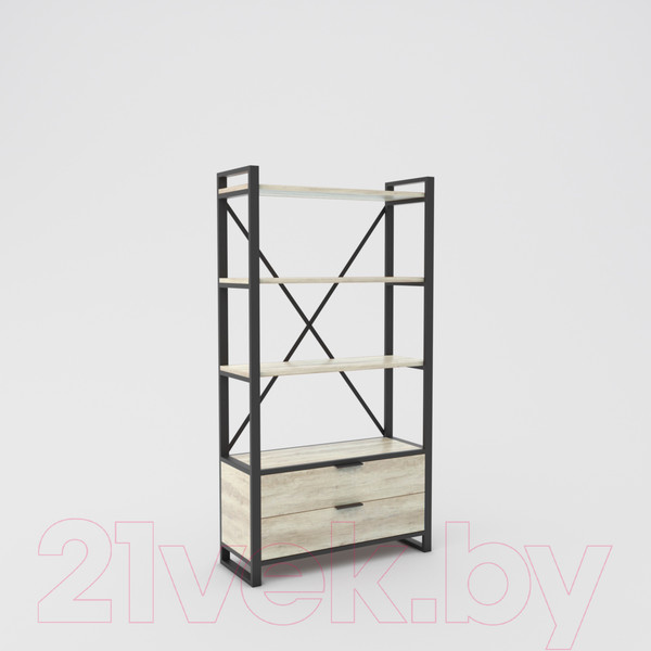Изображение товара Стеллаж Hype Mebel Стандарт Люкс 50x170 (черный/древесина белая)