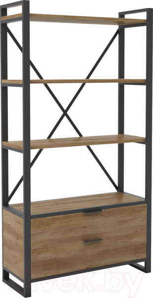 Изображение товара Стеллаж Hype Mebel Стандарт Люкс 80x170 (черный/дуб галифакс олово)