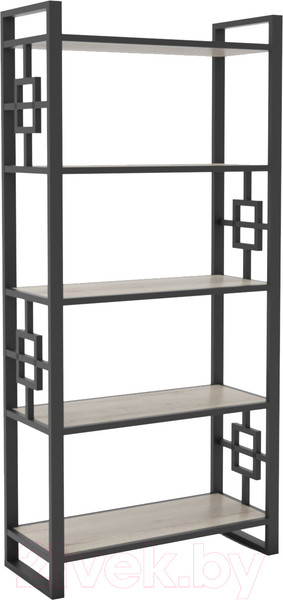 Изображение товара Стеллаж Hype Mebel Квадро 80x170 (черный/дуб галифакс натуральный)