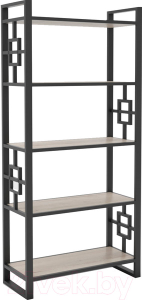 Изображение товара Стеллаж Hype Mebel Квадро 80x170 (черный/древесина белая)