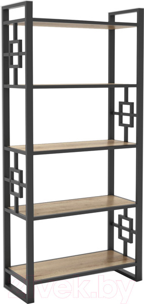 Изображение товара Стеллаж Hype Mebel Квадро 50x200 (черный/дуб галифакс натуральный)