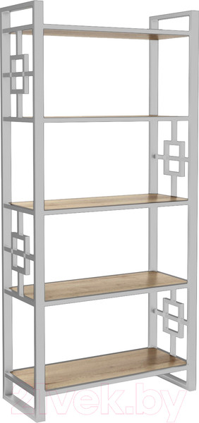 Изображение товара Стеллаж Hype Mebel Квадро 80x200 (белый/дуб галифакс натуральный)