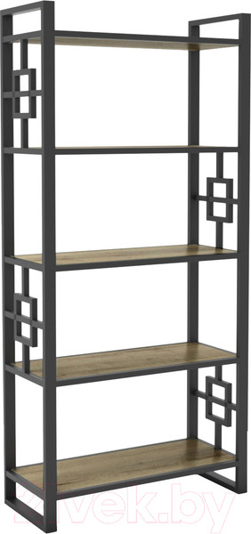 Изображение товара Стеллаж Hype Mebel Квадро 80x200 (черный/дуб галифакс олово)