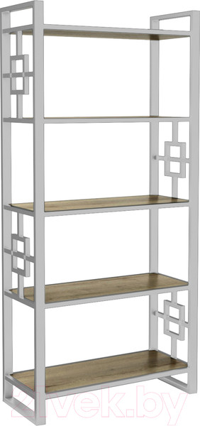 Изображение товара Стеллаж Hype Mebel Квадро 80x200 (белый/дуб галифакс олово)