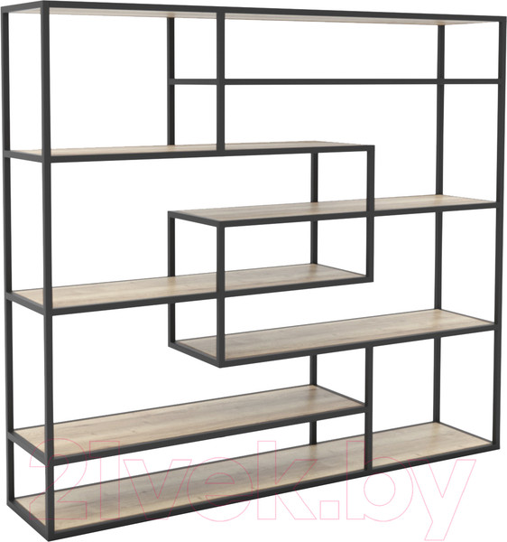 Изображение товара Стеллаж Hype Mebel Зиг-Заг 170x150 (черный/древесина белая)