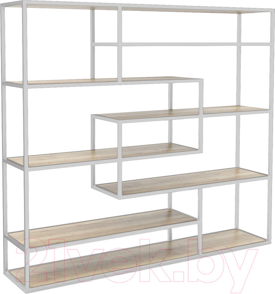 Изображение товара Стеллаж Hype Mebel Зиг-Заг 170x150 (белый/древесина белая)