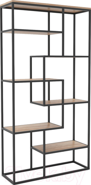 Изображение товара Стеллаж Hype Mebel Зиг-Заг-2 120x200 (черный/дуб галифакс натуральный)