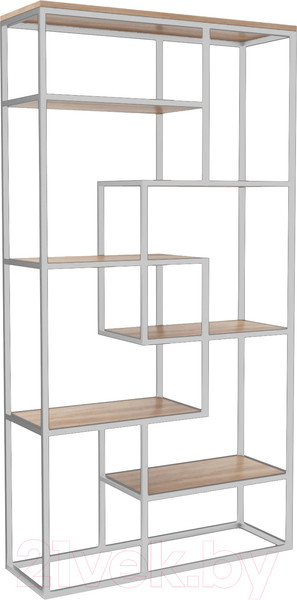 Изображение товара Стеллаж Hype Mebel Зиг-Заг-2 120x200 (белый/дуб галифакс натуральный)