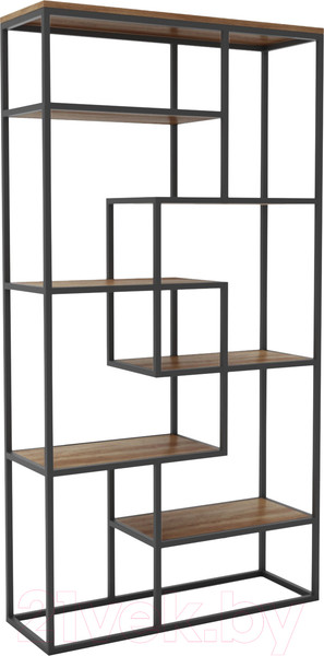 Изображение товара Стеллаж Hype Mebel Зиг-Заг-2 120x200 (черный/дуб галифакс олово)