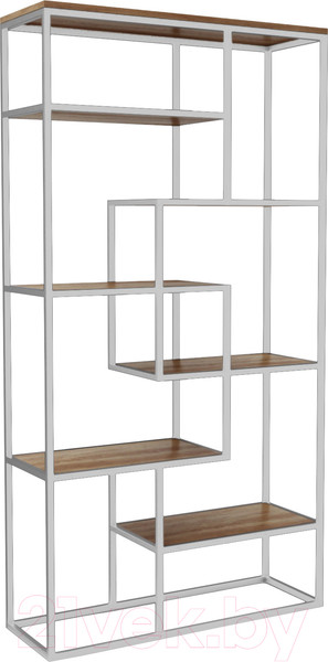 Изображение товара Стеллаж Hype Mebel Зиг-Заг-2 120x200 (белый/дуб галифакс олово)