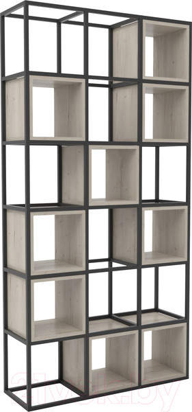 Изображение товара Стеллаж Hype Mebel Грос 105x175 (черный/дуб галифакс натуральный)