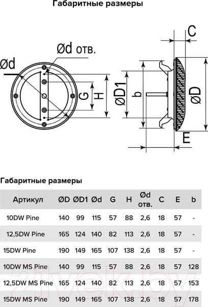 Изображение товара Анемостат ERA 12.5DW Pine с фланцем