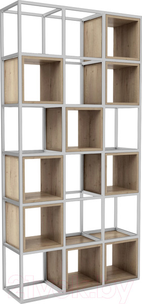 Изображение товара Стеллаж Hype Mebel Грос 105x175 (белый/дуб галифакс натуральный)