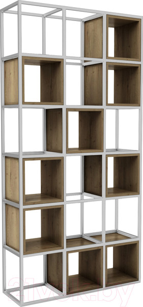Изображение товара Стеллаж Hype Mebel Грос 105x175 (белый/дуб галифакс олово)