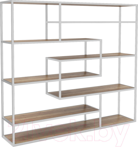 Изображение товара Стеллаж Hype Mebel Зиг-Заг 200x150 (белый/дуб галифакс натуральный)