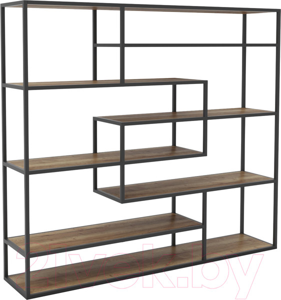Изображение товара Стеллаж Hype Mebel Зиг-Заг 200x150 (черный/дуб галифакс олово)