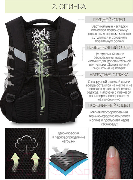 Изображение товара Школьный рюкзак Grizzly RG-161-3 (черный)