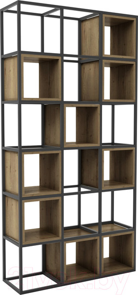 Изображение товара Стеллаж Hype Mebel Грос 105x210 (черный/дуб галифакс олово)