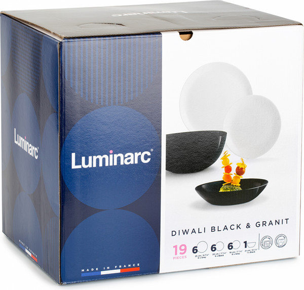 Изображение товара Набор столовой посуды Luminarc Diwali / P4358 (19шт, черный/серый)