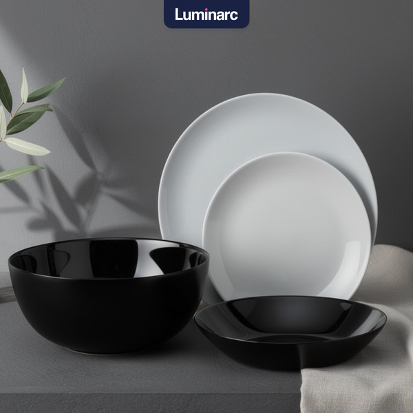 Изображение товара Набор столовой посуды Luminarc Diwali / P4358 (19шт, черный/серый)