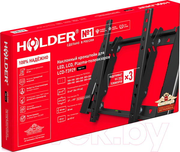 Изображение товара Кронштейн для телевизора Holder T3929-B (черный)