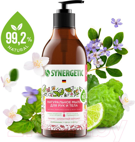 Изображение товара Мыло жидкое Synergetic Натуральное Пачули и ароматный бергамот (380мл)