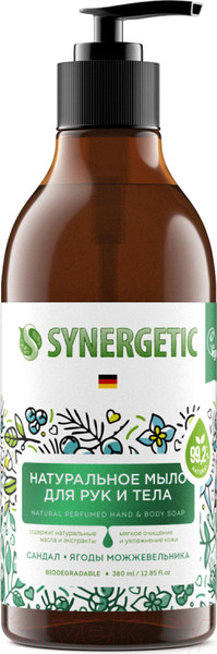 Изображение товара Мыло жидкое Synergetic Натуральное Сандал и ягоды можжевельника (380мл)