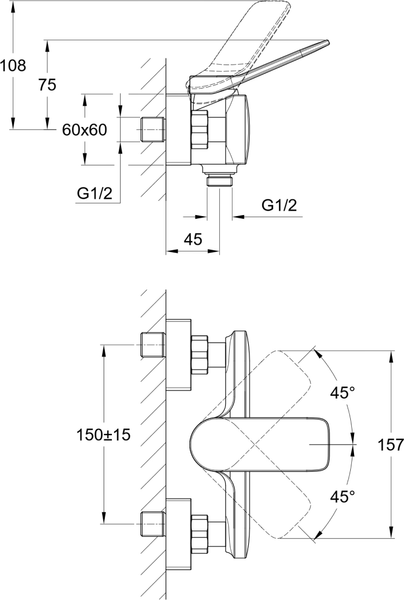 Изображение товара Смеситель Cersanit Odra 63052