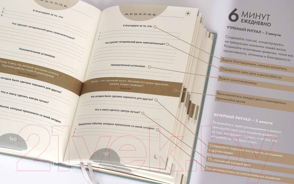 Изображение товара Мотивационный ежедневник Альпина 6 минут. Ежедневник, который изменит вашу жизнь. Корица (Спенст Д.)