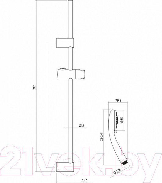 Изображение товара Душевой гарнитур Cersanit Vibe 63067