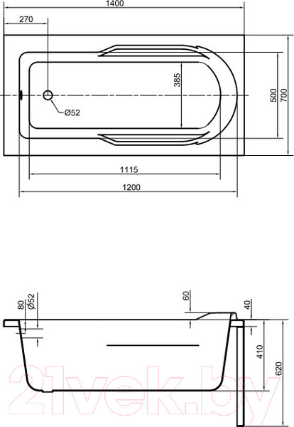 Изображение товара Ванна акриловая Cersanit Santana 140x70 / 63348