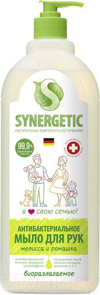 Изображение товара Мыло жидкое Synergetic Мелисса и ромашка чистота и ультразащита 99.9% (1л)
