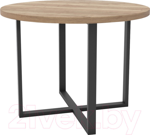 Изображение товара Обеденный стол Hype Mebel Раунд 100x100 (черный/дуб галифакс натуральный)