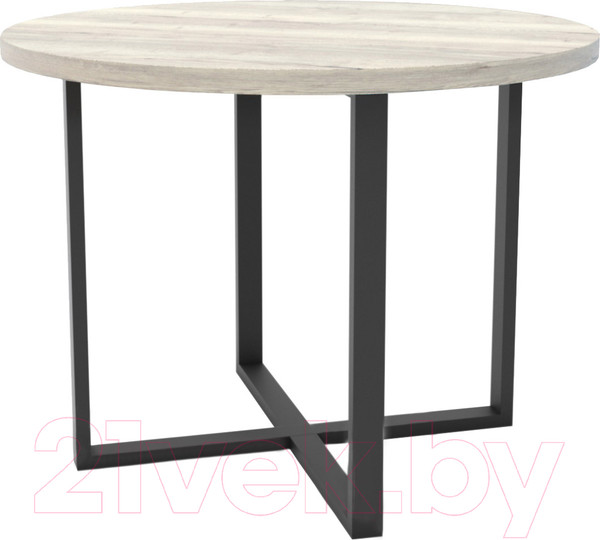 Изображение товара Обеденный стол Hype Mebel Раунд раздвижной 80x80 (черный/древесина белая)