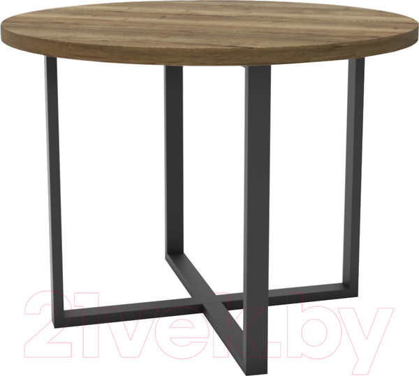 Изображение товара Обеденный стол Hype Mebel Раунд раздвижной 100x100 (черный/дуб галифакс олово)