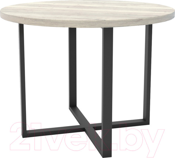 Изображение товара Обеденный стол Hype Mebel Раунд раздвижной 100x100 (черный/древесина белая)