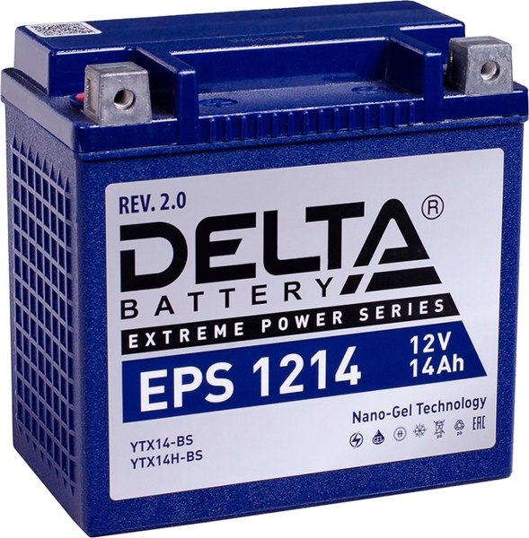 Изображение товара Мотоаккумулятор DELTA EPS 1214 YTX14-BS / YTX14H-BS (12 А/ч)