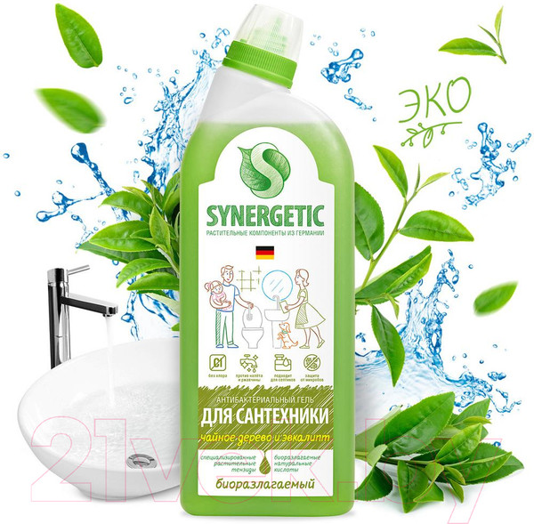 Изображение товара Чистящее средство для ванной комнаты Synergetic Зеленая сила для сантехники (700мл)