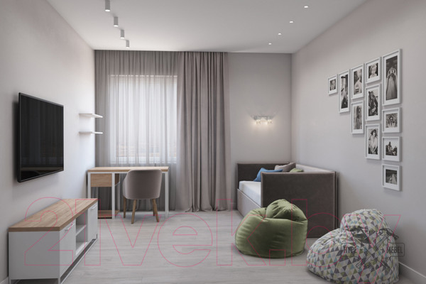 Изображение товара Письменный стол Hype Mebel Дэск 120x60 (белый/дуб галифакс натуральный)