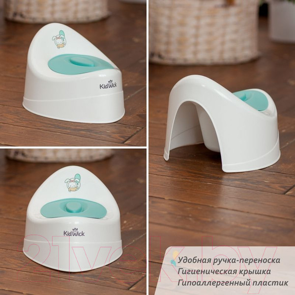 Изображение товара Детский горшок Kidwick Ракушка / KW030102 (белый/бирюзовый)
